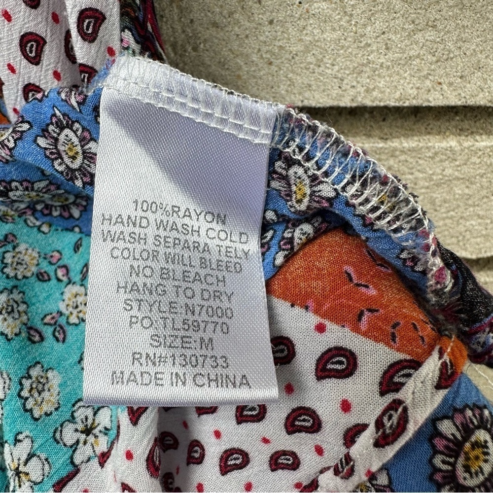 Umgee Patchwork Boho Mixed Print Rayon Tunic Dres… - image 9